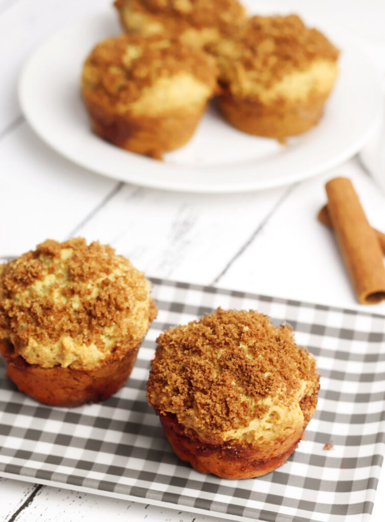 These coffee cake muffins are a sweet and perfectly crumbly mini version of everything you love about traditional coffee cake in a single serving. Perfect for get-togethers or portion control, these cakes freeze well so you can make many and just serve or eat a few! And be sure to serve with your favorite cup of joe!